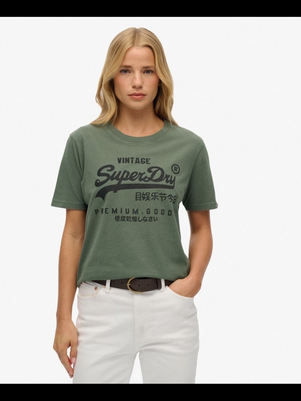 Superdry Olive Green Graphic Logo Tee